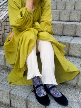 「SVEC（シュベック）のカンフーシューズ kung fu Shoes / ストラップパンプス（バレエシューズ）」を使った、和香 Wakoさん（レディース・153cm）の秋コーディネート