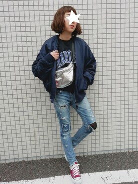 「Rodeo Crowns（ロデオクラウンズ）のアイテム（ブルゾン）」を使った、ちゃんぐー♡♡♡さん（レディース・162cm）の冬コーディネート