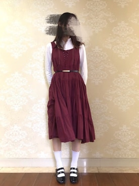「axes femme（アクシーズファム）のアイテム（ジャンパースカート）」を使った、-Cystii-さん（レディース・167cm）の秋コーディネート