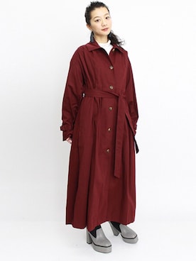 「アイテム（トレンチコート、レッド系）」を使った、BARAKさん（レディース・165cm）の秋コーディネート