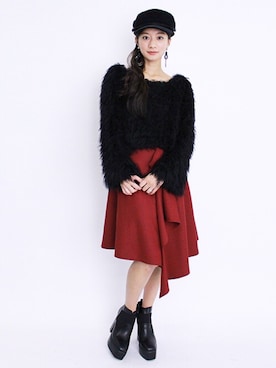 「スカートコーデ」｜「アイテム（帽子）」を使った、BARAKさん（レディース・165cm）の秋コーディネート