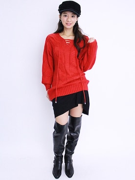 「BARAK（バラク）のアイテム（帽子）」を使った、BARAKさん（レディース・165cm）の秋コーディネート