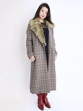 「ファー」｜「アイテム（トレンチコート）」を使った、BARAKさん（レディース・165cm）の秋コーディネート