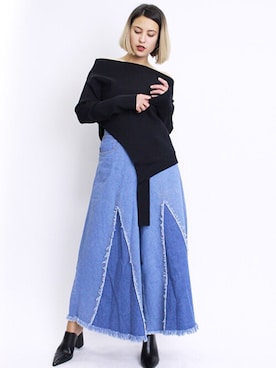 「アシメニット」｜BARAKさん（レディース・165cm）の冬コーディネート