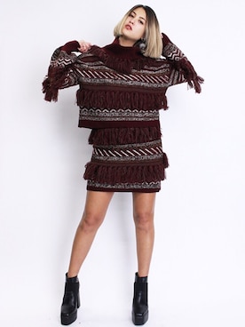 「アイテム（その他トップス、レッド系）」を使った、BARAKさん（レディース・165cm）の冬コーディネート