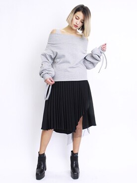 「BARAK（バラク）のアイテム（スウェット）」を使った、BARAKさん（レディース・165cm）の冬コーディネート