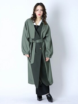 「配色」｜「アイテム（トレンチコート）」を使った、BARAKさん（レディース・165cm）の春コーディネート