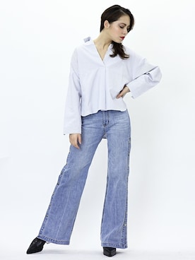 「スキッパーシャツ」｜BARAKさん（レディース・165cm）の春コーディネート