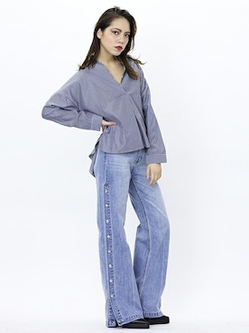 「スキッパーシャツ」｜BARAKさん（レディース・165cm）の春コーディネート