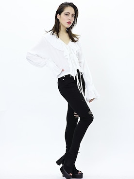 「フリルトップス」｜BARAKさん（レディース・165cm）の春コーディネート