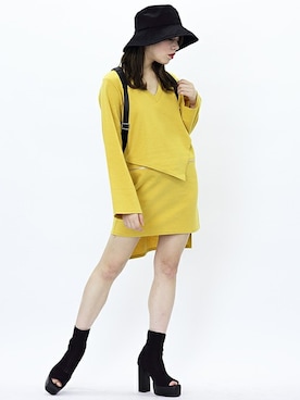 「2wayワンピース」｜「アイテム（帽子）」を使った、BARAKさん（レディース・165cm）の春コーディネート