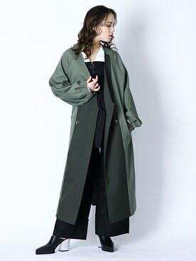 「配色」｜「アイテム（トレンチコート）」を使った、BARAKさん（レディース・165cm）の春コーディネート