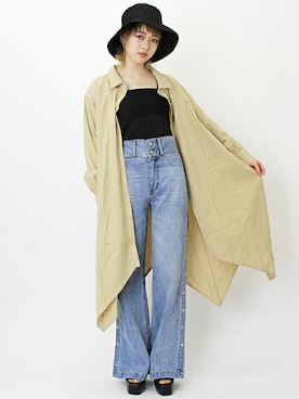 「アシンメトリー」｜「アイテム（シャツワンピース）」を使った、BARAKさん（レディース・165cm）の春コーディネート