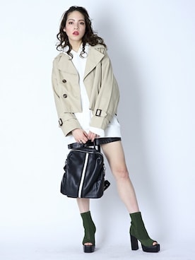 「アイテム（ブーティ、グリーン系）」を使った、BARAKさん（レディース・165cm）の春コーディネート