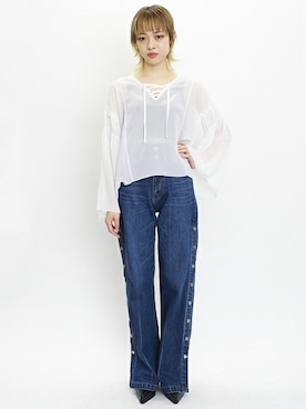 「フレアスリーブ」｜BARAKさん（レディース・165cm）の春コーディネート