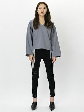 「フレアスリーブ」｜BARAKさん（レディース・165cm）の春コーディネート