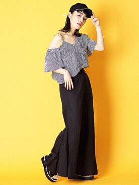 「BARAK（バラク）のアイテム（キャップ）」を使った、BARAKさん（レディース・165cm）の春コーディネート