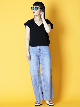 「ミラーサングラス」｜BARAKさん（レディース・165cm）の春コーディネート