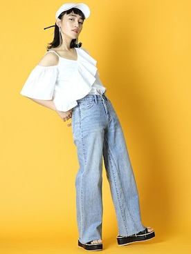 「BARAK（バラク）のアイテム（キャップ）」を使った、BARAKさん（レディース・165cm）の春コーディネート