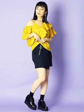 「プラットフォーム」｜「アイテム（その他シューズ）」を使った、BARAKさん（レディース・165cm）の春コーディネート