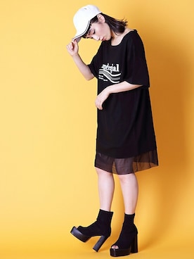 「アイテム（ブーティ）」を使った、BARAKさん（レディース・165cm）の春コーディネート