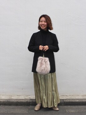 「スタッフセンバツ」｜「アイテム（ノーカラージャケット）」を使った、おりなさん（レディース・157cm）の秋コーディネート