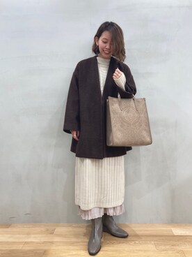 「スタッフセンバツ」｜「アイテム（ノーカラージャケット）」を使った、おりなさん（レディース・157cm）の秋コーディネート