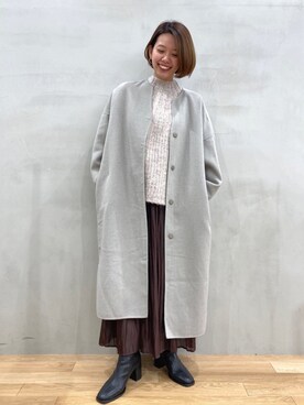 「スタッフセンバツ」｜「アイテム（ノーカラージャケット）」を使った、おりなさん（レディース・157cm）の秋コーディネート