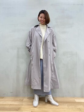「アイボリー」｜「アイテム（トレンチコート）」を使った、おりなさん（レディース・157cm）の冬コーディネート