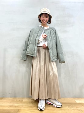 「スタッフセンバツ」｜「アイテム（ダウンジャケット/コート）」を使った、おりなさん（レディース・157cm）の冬コーディネート