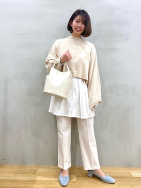 「チュニック」｜「アイテム（ポンチョ）」を使った、おりなさん（レディース・158cm）の冬コーディネート