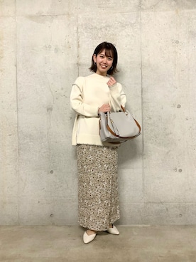 「フラワープリント」｜「アイテム（その他シューズ）」を使った、おりなさん（レディース・158cm）の春コーディネート