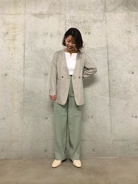 「ノーカラージャケット」｜おりなさん（レディース・158cm）の春コーディネート
