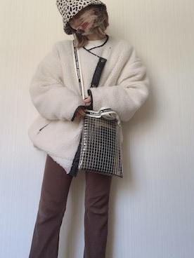 「いいね返し」｜「アイテム（ブルゾン）」を使った、おまめ。さん（レディース・154cm）の春コーディネート