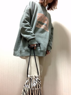 「おちびさん」｜「アイテム（スウェット）」を使った、おまめ。さん（レディース・154cm）の春コーディネート