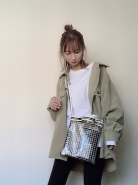 「DHOLIC（ディーホリック）のアイテム（スウェットパンツ）」を使った、おまめ。さん（レディース・154cm）の春コーディネート