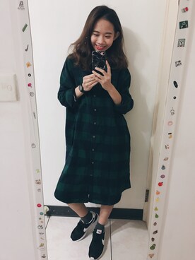 「QUEEN SHOP（クイーンショップ）のアイテム（ワンピース、グリーン系）」を使った、Tiffany 🌸さん（レディース・158cm）の冬コーディネート