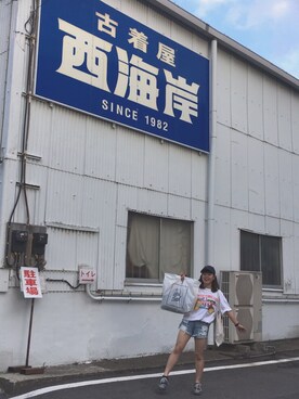 「Abercrombie&Fitch（アバークロンビーアンドフィッチ）のアイテム（帽子）」を使った、Rさん（レディース・153cm）の春コーディネート