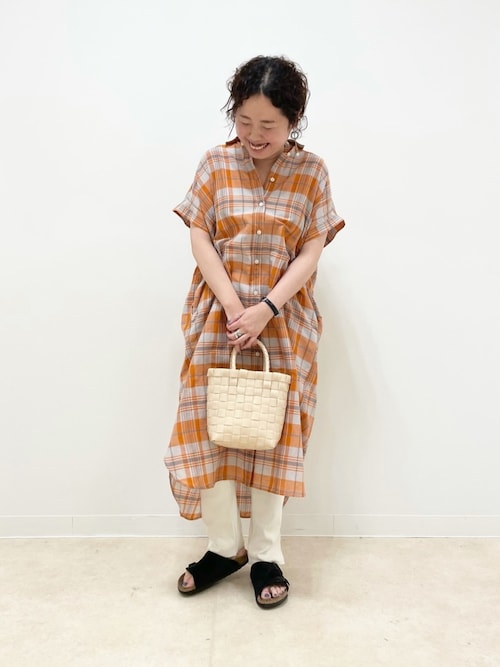 URBAN RESEARCH DOORSチコたんさんのワンピース「インドコットンリネンチェックワンピース(URBAN RESEARCH DOORS|アーバンリサーチドアーズ)」を使ったコーディネート