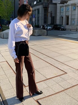 「SpRay PREMIUM（スプレイプレミアム）のアイテム（パンツ）」を使った、t.rik0さん（レディース・152cm）の秋コーディネート