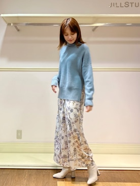 「ブルー x ホワイト」｜「アイテム（ワンピース/ドレス）」を使った、arisaさん（レディース・162cm）の秋コーディネート