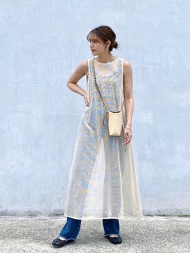 「EMMA LIMBERのアイテム（ワンピース、ホワイト系）」を使った、Kanna さん（レディース・167cm）の春コーディネート