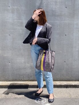 「Dior（ディオール）のアイテム（ジャケット/アウター、ブラック系）」を使った、Kanna さん（レディース・167cm）の春コーディネート