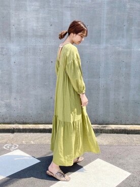 「EMMA LIMBERのアイテム（ワンピース、グリーン系）」を使った、Kanna さん（レディース・167cm）の春コーディネート