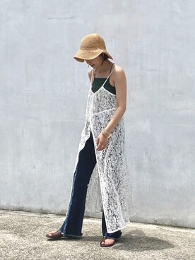 「EMMA LIMBERのアイテム（ワンピース/ドレス、ホワイト系）」を使った、Kanna さん（レディース・167cm）の夏コーディネート