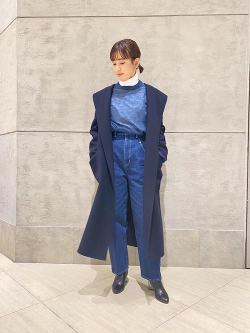【ユナイテッドアローズ】ダブルフェイスフーデッドコート ロング ベルト 38 紺 UNITED ARROWS（ユナイテッドアローズ）の「UGCB ダブルフェイス