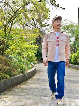 「OldSUmmer（オールドサマー）のアイテム（帽子）」を使った、JUNさん（メンズ・176cm）の秋コーディネート