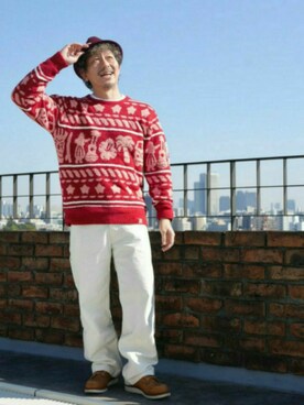 「OldSUmmer（オールドサマー）のアイテム（帽子）」を使った、JUNさん（メンズ・176cm）の冬コーディネート