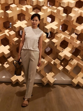 「アイテム（ベスト、シルバー系）」を使った、极简之美さん（レディース・160cm）の秋コーディネート