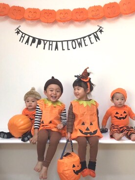 「halloween」｜「アイテム（ニットキャップ/ビーニー）」を使った、hfさん（キッズ・100cm）の秋コーディネート
